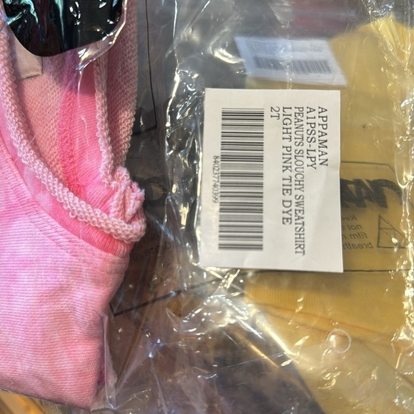 APPAMAN PEANUTS SLOUCHY SWEATSHIRT LIGHT PINK TIE DYE 2 T KIDS GIRLS - Picture 4 of 4